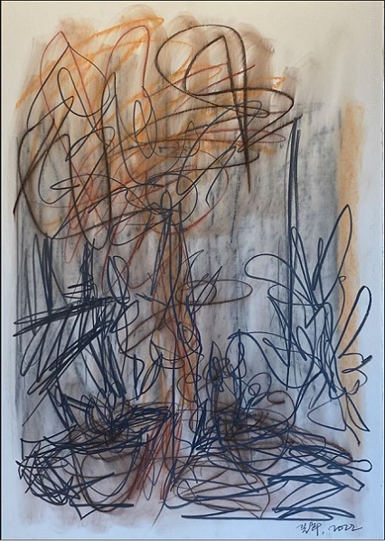 Untitled, 2022, Graphite Pastel on Paper, 100x71cm